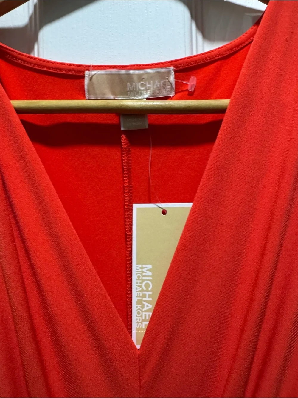 NEW Michael Kors NEW W TAGS Sleeveless V-Neck Maxi Dress in Bright Red-Orange L